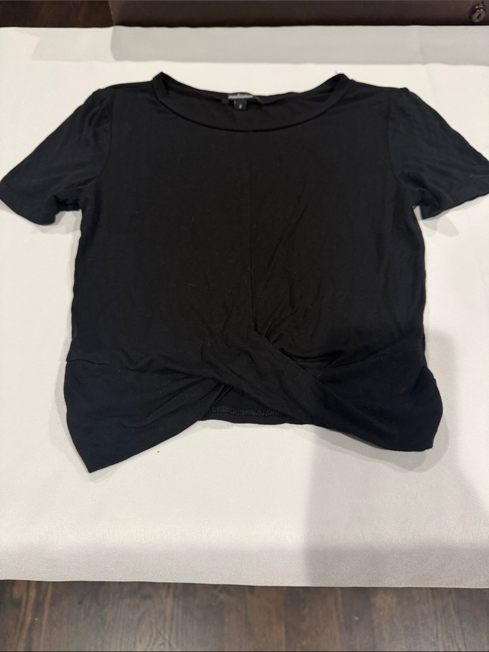 Ambiance Black Twist-Front Crop Tee